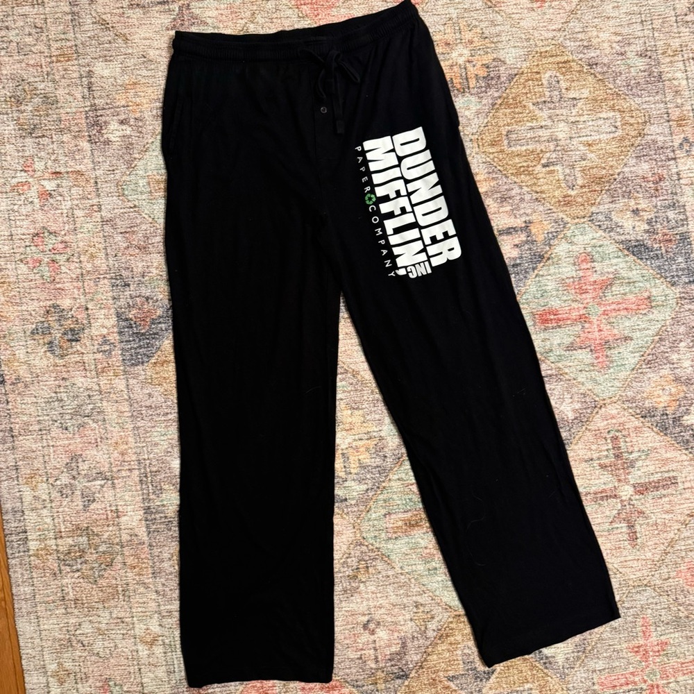 Men’s the office Dunder Mufflin Black Lounge Pants. XXL